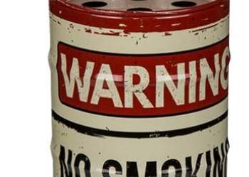 Kremowa Retro Popielniczka Metalowa z Zdejmowanym Wieczkiem