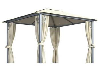 vidaXL Altana z zasłonami i lampkami LED, 3x3 m, kremowa,(SKU:3070332)