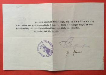 ( 862 ) Zaświadczenie Szkolne Stettin