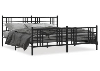 Łóżko Metalowe Czarne Rama Łóżka Ze Stelażem 193x203cm WM-376348