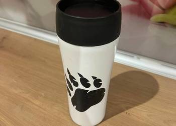 Kubek termiczny z napisem  Kubek Misia i wzorem łapy