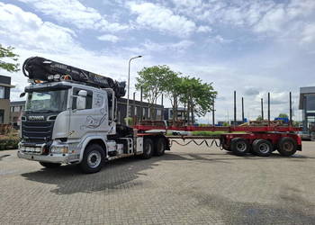Do przewozu drewna zestaw Scania R580 V8 6x4 z naczepa do drzewa