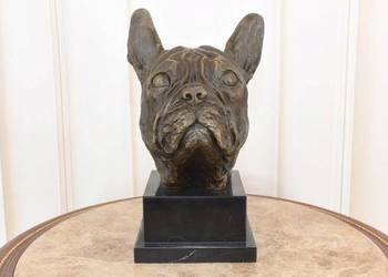 Popiersie Psa Buldog MOPS PIES - Figura z Brązu - Sygnowana