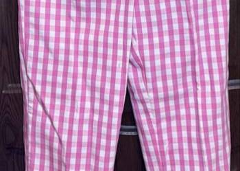 Spodnie damskie w różowo-białą kratkę