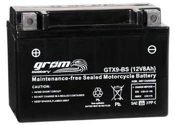 Akumulator 12V 8Ah 130A L+ motocyklowy GROM GTX9-BS