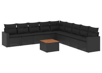 10-cz. zestaw wypoczynkowy do ogrodu poduszki czarny rattan PE WM-3224165