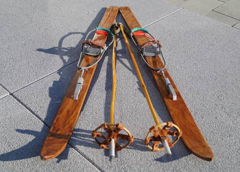 Stare narty dziecięce 100 cm + kijki