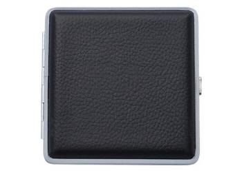 Czarna Metalowa Papierośnica Pokryta Ekoskórą Naturalna Faktura Gentelo