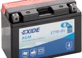 Akumulator motocyklowy 12V 8Ah 110A EN EXIDE ET9B-BS YT9B-BS L+