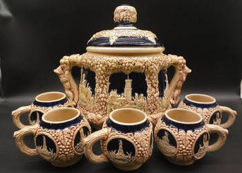 Zabytkowy niemiecki zestaw do ponczu lub grzańca firmy Marzi & Remy