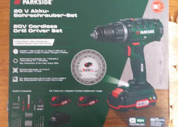 Nowy zestaw PARKSIDE PABS 20-Li G8 z 2 aku 4Ah i 2Ah ład 2,4A + 75 akcesori
