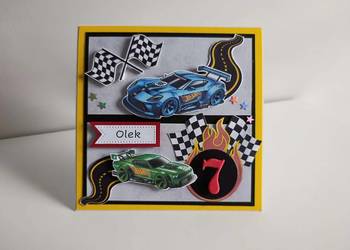 Personalizowana kartka ręcznie robiona na urodziny Hot Wheels