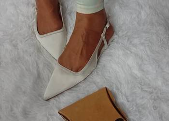 (38) ASOS Design/ Białe baleriny z odkrytą piętą z Londynu, NOWE