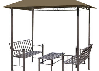 Zadaszenie ogrodowe ze stołem i ławkami 25x15x24 m taupe WM-312222