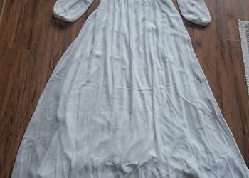 nowa długa biała cienka sukienka na podszewce rozmiar chyba S/M brak metki