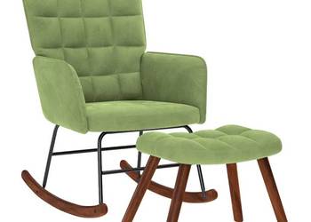 vidaXL Fotel bujany ze stołkiem Jasnozielony aksamit(SKU:4016846)