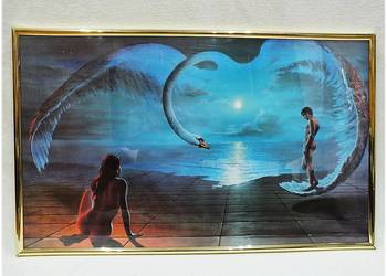 Duży Obraz '' Skrzydła miłości '' Stephen Person lata 70-te Vintage PRL