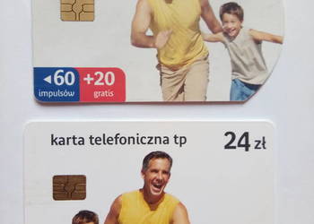 Karty telefoniczne przedstaw. ojca z synem, 60 i 80 impulsów