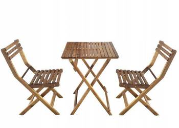 Zestaw mebli ogrodowych z drewna akacjowego - stolik i 2 krzesła