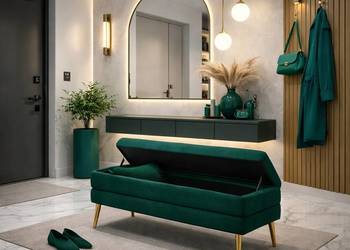 Ławka Tapicerowana ze Schowkiem Butelkowa Zieleń – GG-1 | Edite Meble