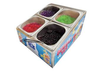 Stojak z pojemnikami do Bubble Tea 4 x GN 1/6 + pokrywki