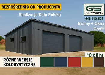 Garaż blaszany Grafit  | Duża Hala Magazyn Wiata   – GRZYWSTAL