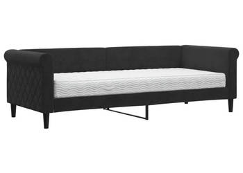 Sofa z materacem do spania czarna aksamit 80x200 cm WM-3197744