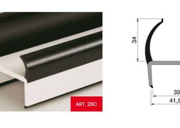 Uszczelka PVC 39/41,9 mm, L=5000 mm, część miękka czarna/część twarda szara