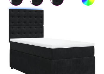 Łóżko z Materacem Kontynentalne Czarne Aksamit 80x200 cm WM-3294504