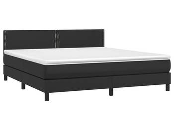 Łóżko z Materacem Kontynentalne Czarne Ekoskóra LED 180x200cm WM-3134177