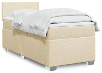 Łóżko kontynentalne z materacem kremowe tkanina 90x200 cm WM-3285769