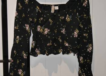 H&M śliczna bluzeczka z dekoltem falbanka 34 XS