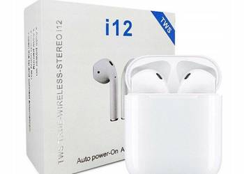 Słuchawki Bezprzewodowe i12 TWS Douszne Bluetooth 5.0 TWS Z Etui Ładującym