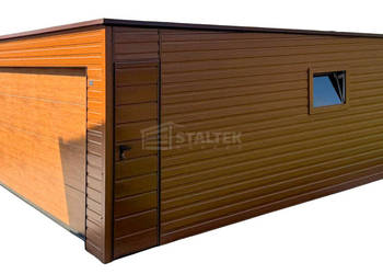 Garaż blaszany 6x5m brama segmentowa drzwi okno dach ST223