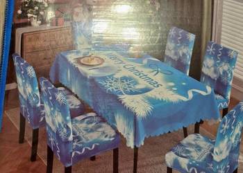 Zestaw świąteczny obrus pokrowce na krzesła