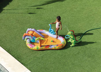 Basen dmuchany dla dzieci wodny plac zabaw 201x157x69 cm zjeżdżalnia fonta…