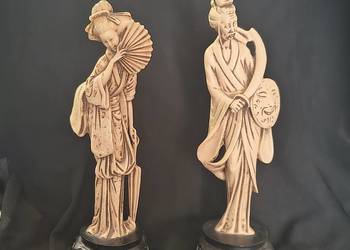 Samuraj i gejsza. Rzeżby z alabastru. Santini-Włochy, lata 60te.