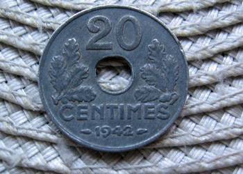 Francja 20 Centimes 1942r - Cynk