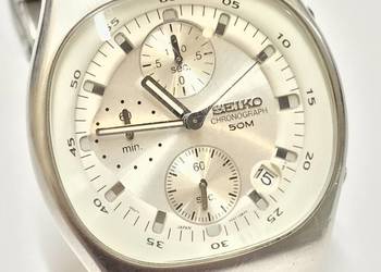 Seiko Chronograph V657-0B30 vintage stalowy kwarc Japan 50M na bransolecie