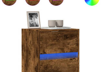 Ścienna szafka TV z LED przydymiony dąb 41x31x45 cm WM-852279