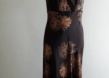 Sukienka Długa Jedwabna 100% Naturalny Jedwab Czekoladowy Kolor Monsoon