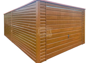 Garaż blaszany 3,5x6m - brama - drewnopodobny - dach  GP672