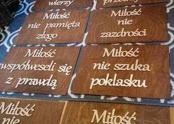 Drewniane Tablice Hymn o Miłości dekoracja ślubna