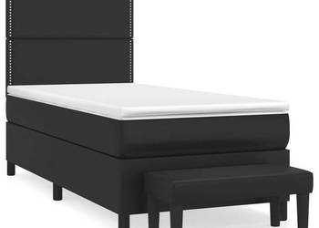 Łóżko z Materacem Kontynentalne Czarne Ekoskóra 100x200 cm WM-3137587