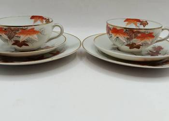 Dwa razy trio jesienne liście azjatycka cienkościenna porcelana