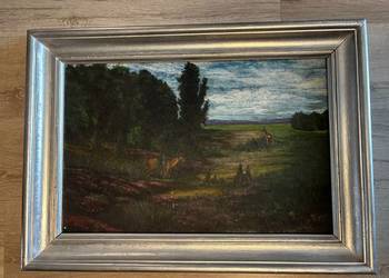 Obraz malowany na płótnie srebrna rama sarny