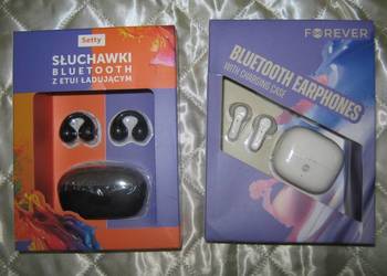 Słuchawki bezprzewodowe douszne Czarne Białe Nowe