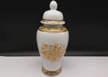 Duża Porcelanowa Amfora z Pokrywą , Złocona