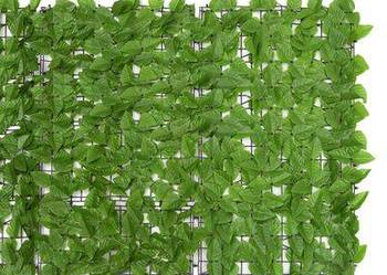 vidaXL Parawan balkonowy, zielone liście, 500x100 cm