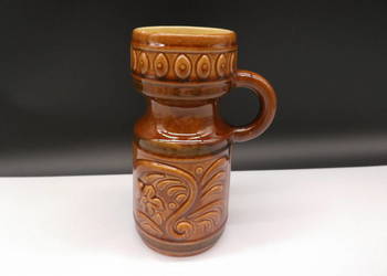 Wazon / dzbanek DDR ceramiczny brązowy z uchwytem